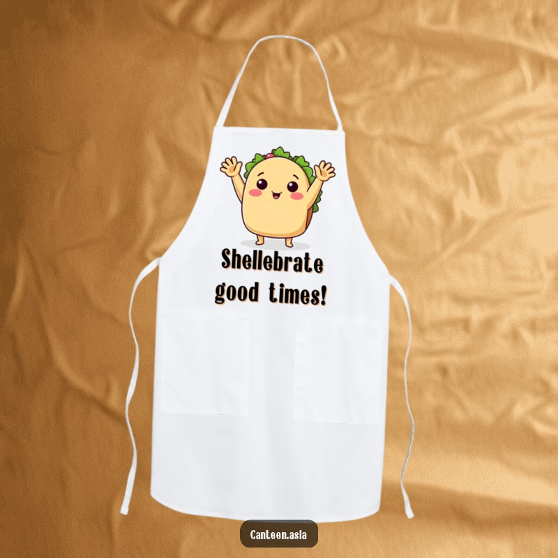 Funny Apron: A smiling taco with arms upraised in a welcoming wave, adding a touch of festive fun to cooking.