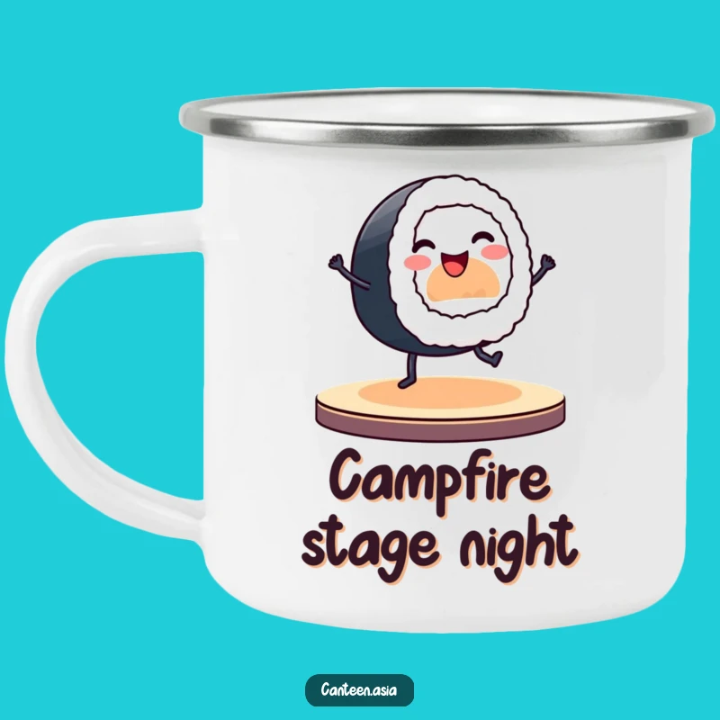 Funny Sushi Roll Camping Mug: Dancing Stage Design, Durable Funny Gift