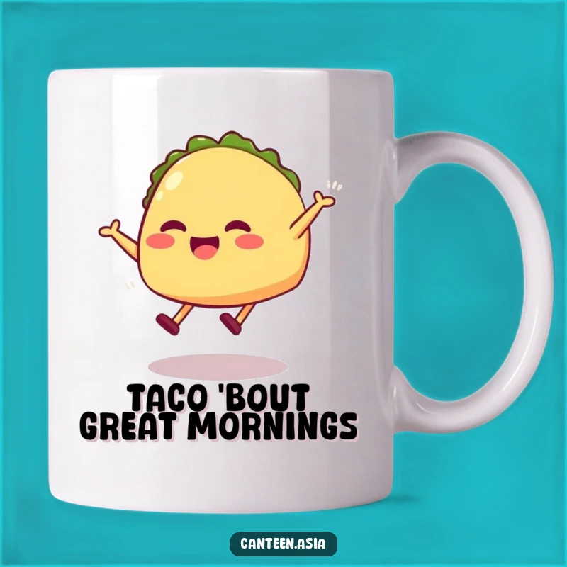 Funny Grinning Taco Jump Mug - Hilarious Foodie Gift for Taco Lovers