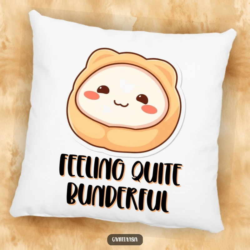 Funny Pillow: A plush, wobbly dim sum with dot eyes and a sweet smile, perfect for comfy snuggles.