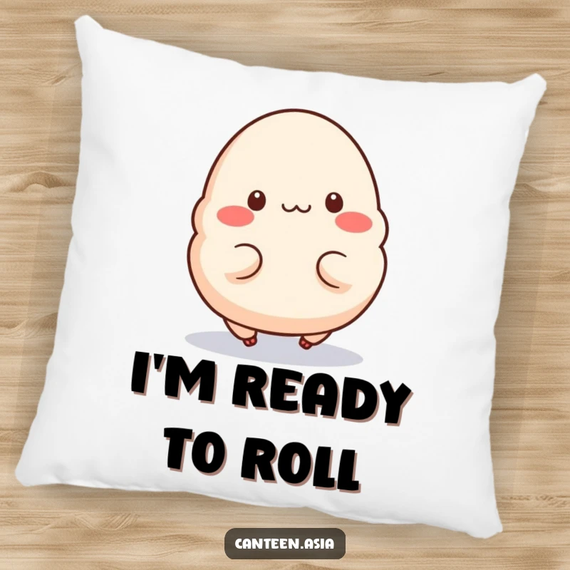 Funny Pillow: A plush dumpling with tiny legs in a cheerful hop, perfect for comfy snuggles and happy dreams.