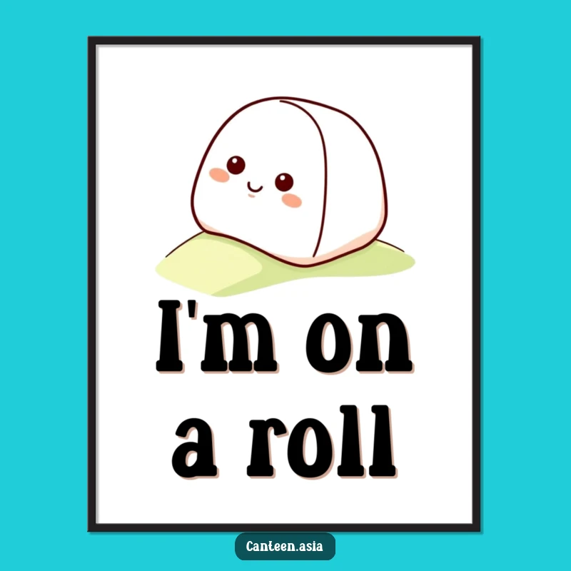 Funny Onigiri Rolling Digital Print - Hilarious Rice Ball Art Download