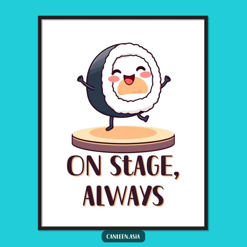 Funny Sushi Roll Digital Art: Dancing Stage Print, Instant Funny Gift