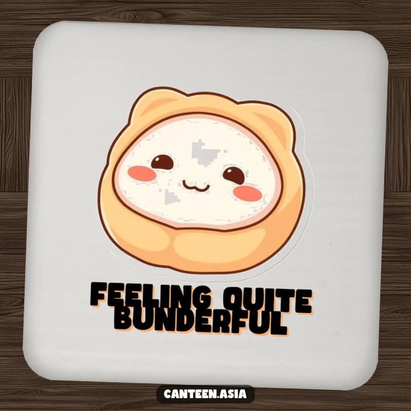 Funny Drink Coaster: A wobbly dim sum with dot eyes and a happy smile, adding cute flair to your table.