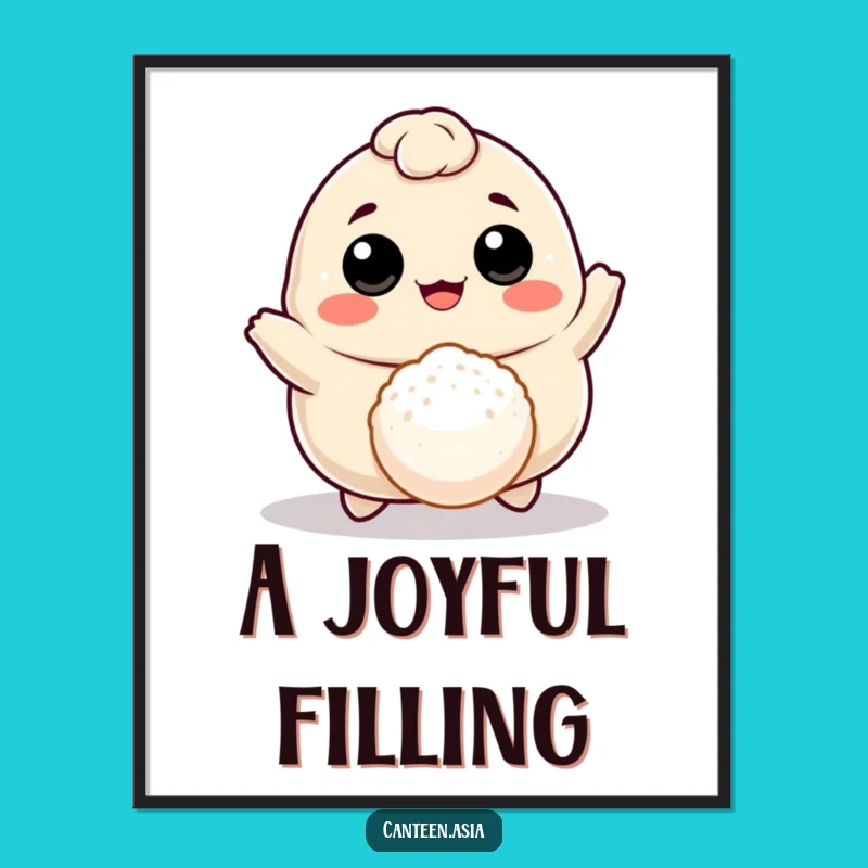 Funny Dumpling Rice Ball Poster: Cheerful Wall Art for a Fun Kitchen