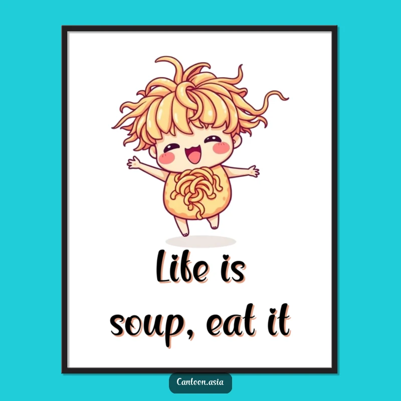 Free Printable Funny Ramen Wall Art - Silly Dancing Noodles Downloadable Decor