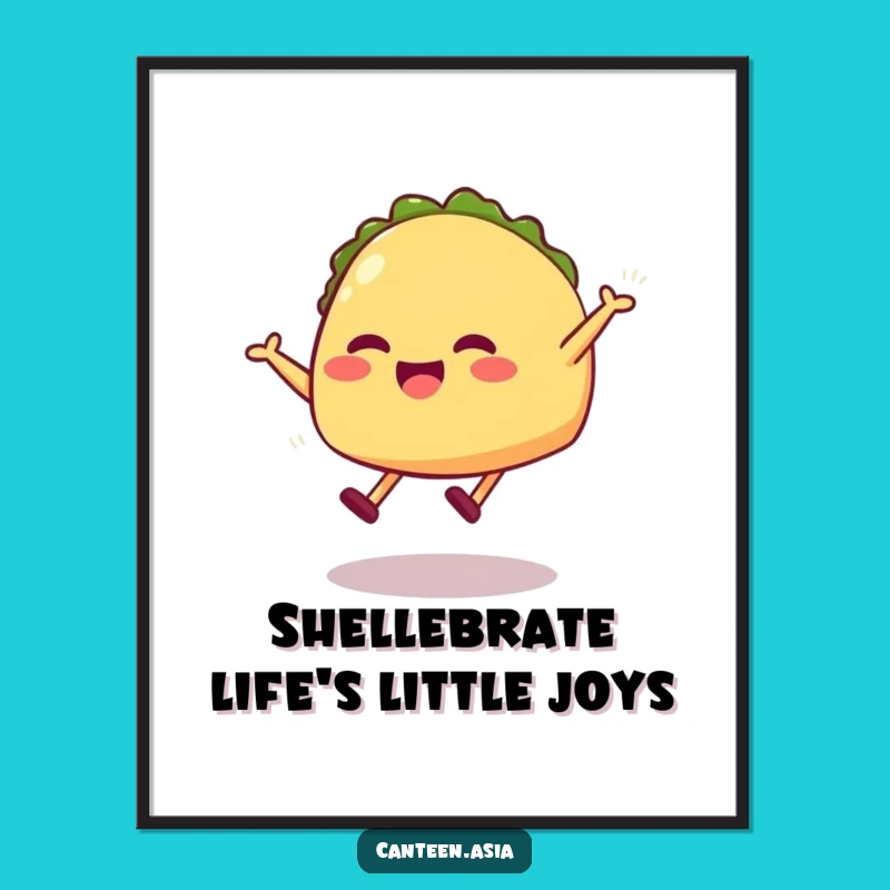 Free Printable Funny Taco Wall Art - Hilarious Jumping Taco Downloadable Decor