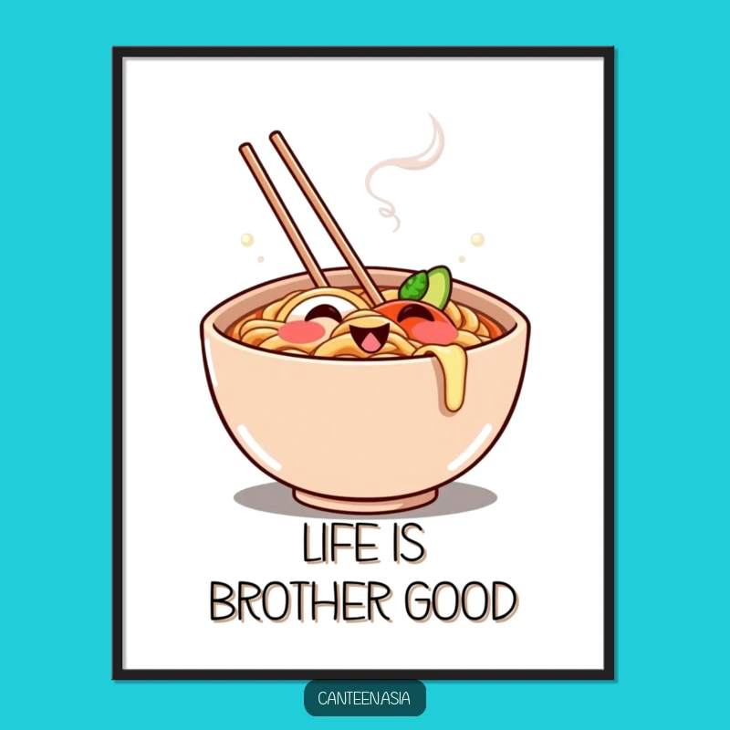 Free Printable Wall Art: Grinning Ramen Bowl! Comical Downloadable Decor