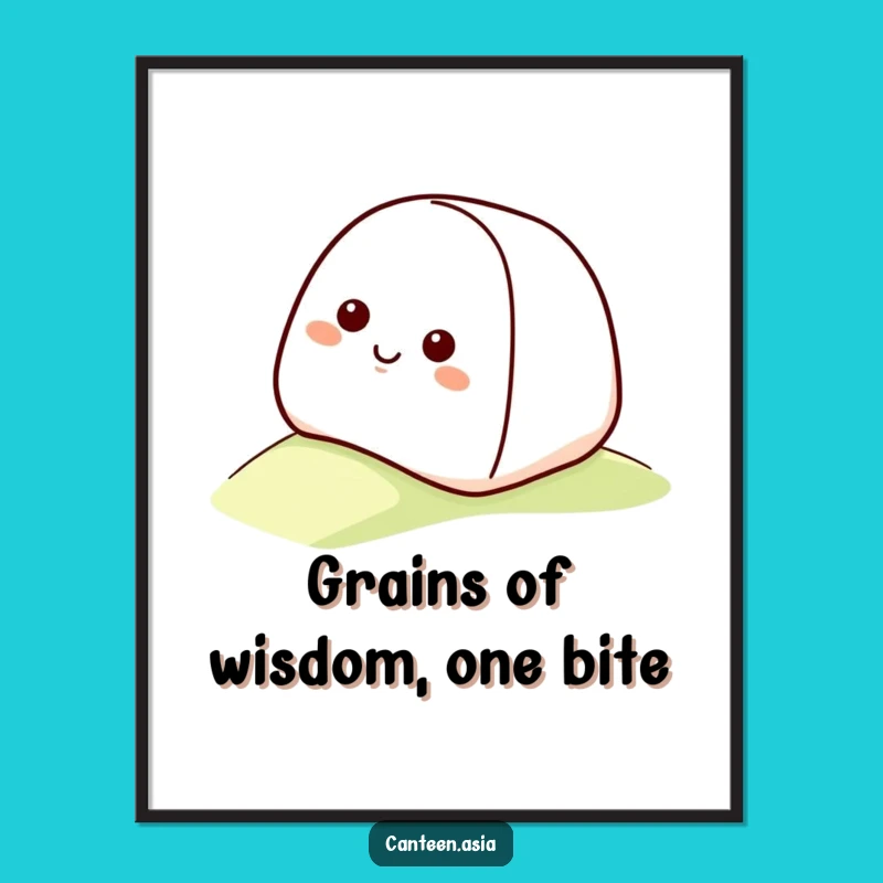 Free Printable Funny Onigiri Wall Art - Rolling Rice Ball Downloadable Decor