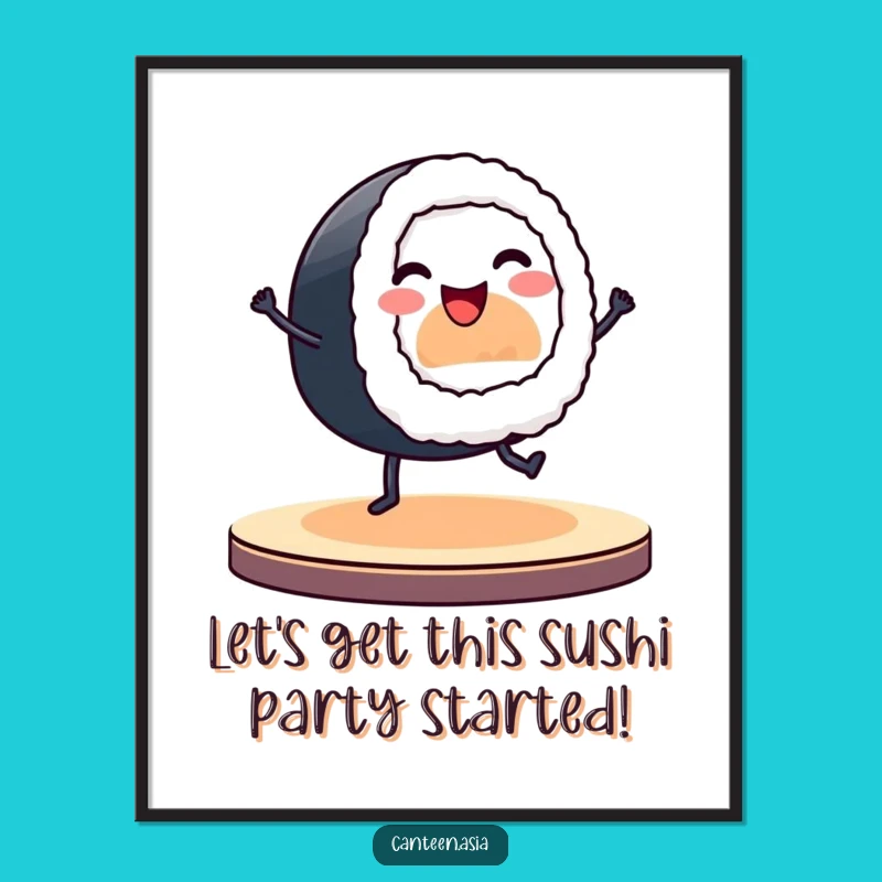 Free Printable Wall Art: Dancing Sushi Roll for a Funky Vibe!