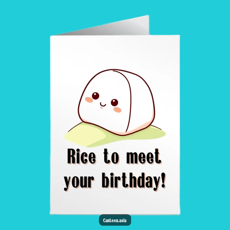 Free Printable Funny Onigiri Birthday Card - Rolling Rice Ball Downloadable Gift