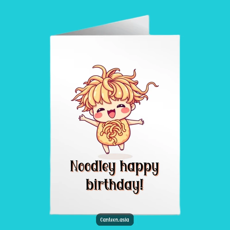 Free Printable Funny Ramen Birthday Card - Silly Dancing Noodles Downloadable Gift