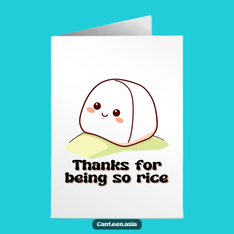 Free Printable Funny Onigiri Thank You Card - Rolling Rice Ball Gratitude Gift