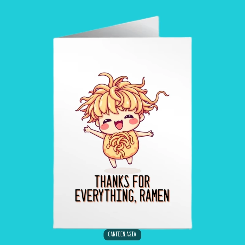 Free Printable Funny Ramen Thank You Card - Dancing Noodles Downloadable Gratitude