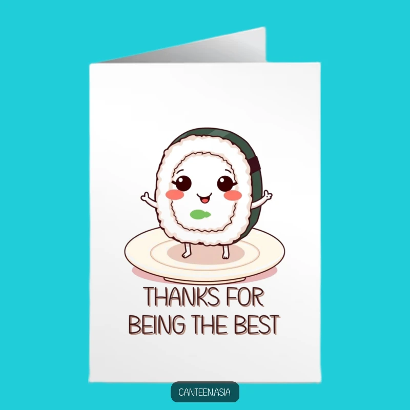 Free Printable Thank You Card: Dancing Sushi Roll Gratitude for a Funny Downloadable Gift