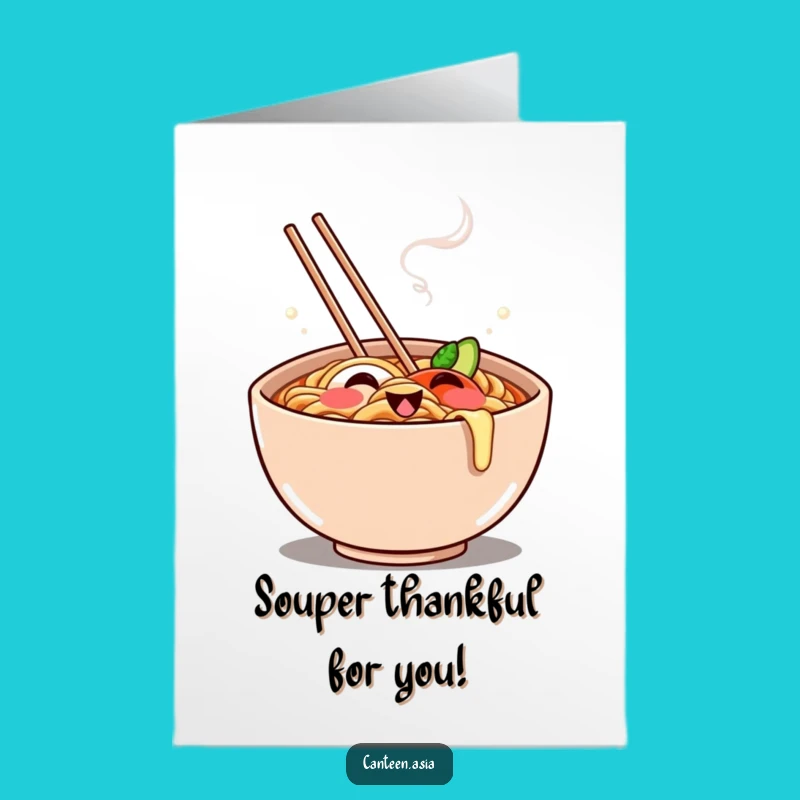 Free Printable Thank You Card: Grinning Ramen Bowl! Unique Downloadable Gift