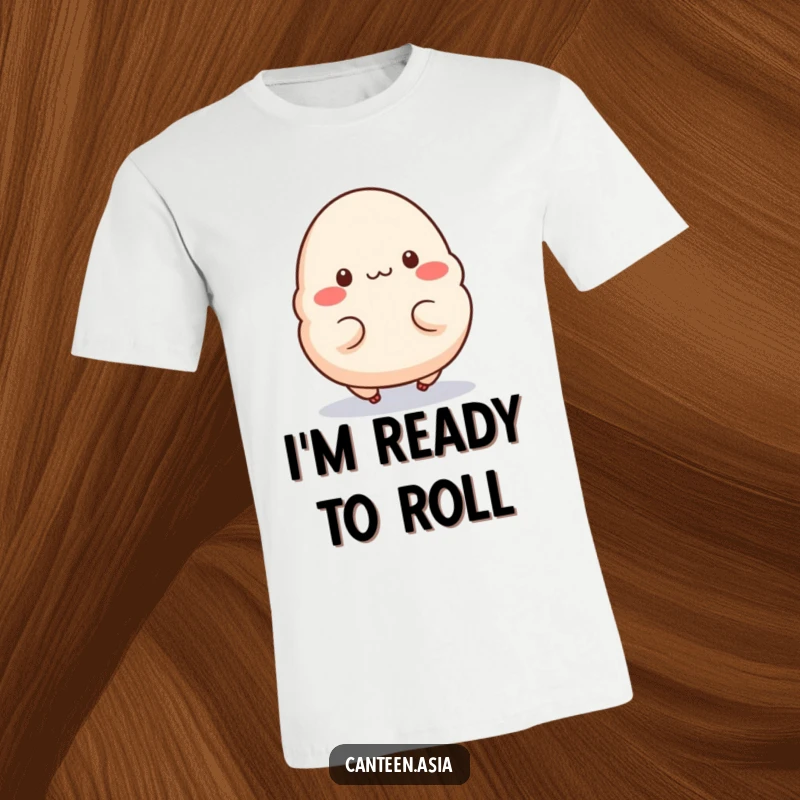 Funny T-Shirt: A delightful dumpling with tiny legs mid-hop, showcasing pure joy and energetic fun.